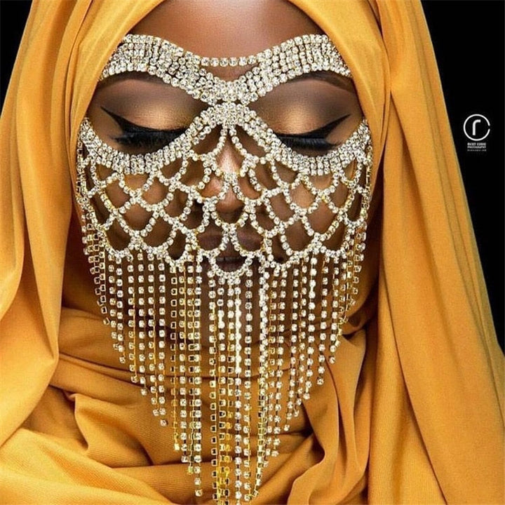 Sparkling Veil Mask | Masquerade Face Jewellery