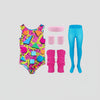 Halloween 80s Costume Party Outfit Workout Aerobics Leotard with Leg Warmers Headband and Wristbands