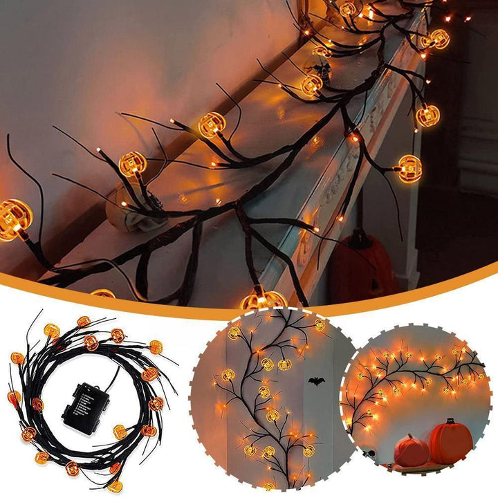 Halloween Garland with Lights LED Twig Battery Operated for Outdoor Mantel Decoration