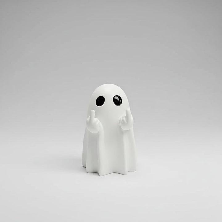 Halloween Ghost Decor Figurine with Middle Finger Gesture Tabletop Decoration Inflatable