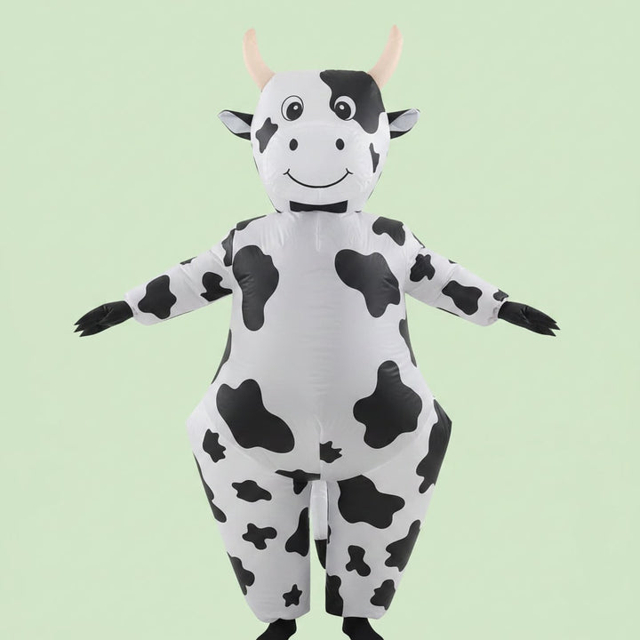 Halloween Inflatable Cow Costume with Open Face Hood and Hoof Covers Funny Animal
