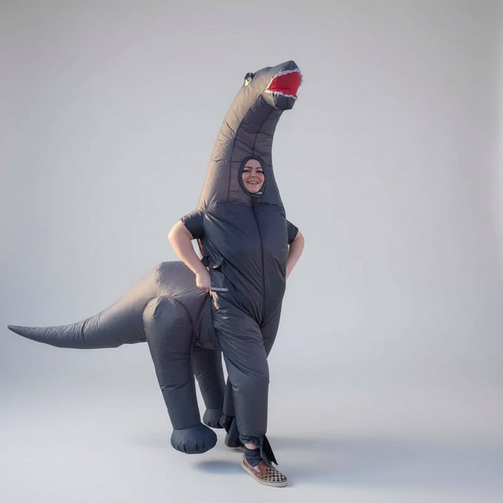 Halloween Inflatable Dinosaur Costume Outfit with Long Neck and Tail Party Cosplay Suit