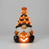 Halloween Jack O Lantern Ceramic Gnome Light-Up Figurine with Pumpkin for Party Decorations