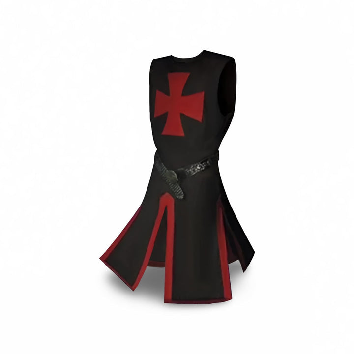 Halloween Medieval Knight Costume Tunic with Hooded and Templar Cross for Cosplay Party