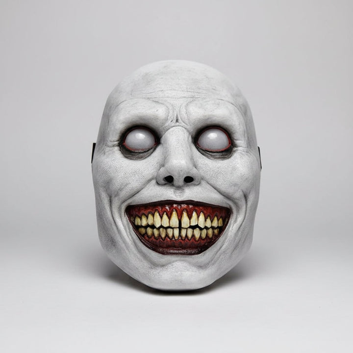 Halloween Scary Costume Mask with Creepy Demon Smiling Face and Textured Wrinkled Skin for Party