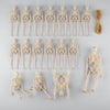 Halloween Skeleton Decorations Mini Plastic Posable Figurines with Jute Twine for Party and Haunted