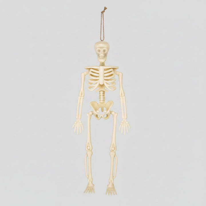 Halloween Skeleton Decorations Mini Plastic Posable Figurines with Jute Twine for Party and Haunted