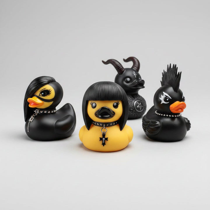 Halloween Spooky Rubber Duck Squishy Bath Gothic Decoration Devil and Spiked Collar