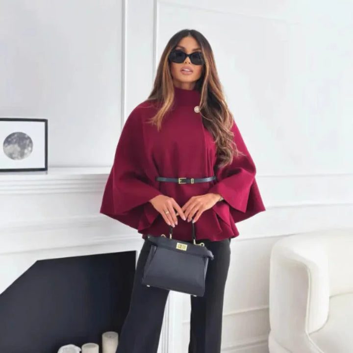 High Neck Buttoned Cape