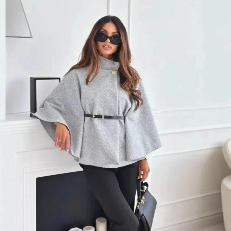 High Neck Buttoned Cape