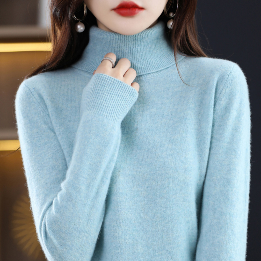 Women's 100% Cashmere Roll-Neck Jumper – Soft Regular Fit Pullover