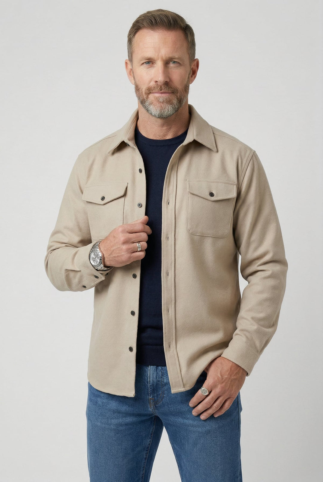 Men's Overshirt Jacket with Chest Pockets