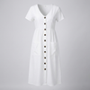 Button Midi Dress with Functional Pocket Detail