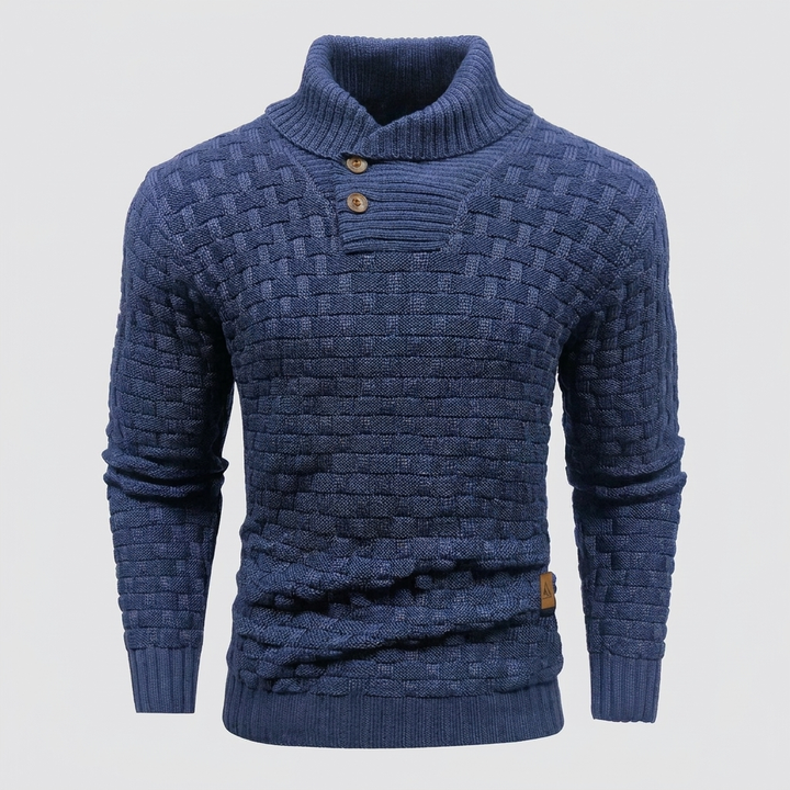 Men’s High‑Neck Button‑Front Thick Knit Sweater