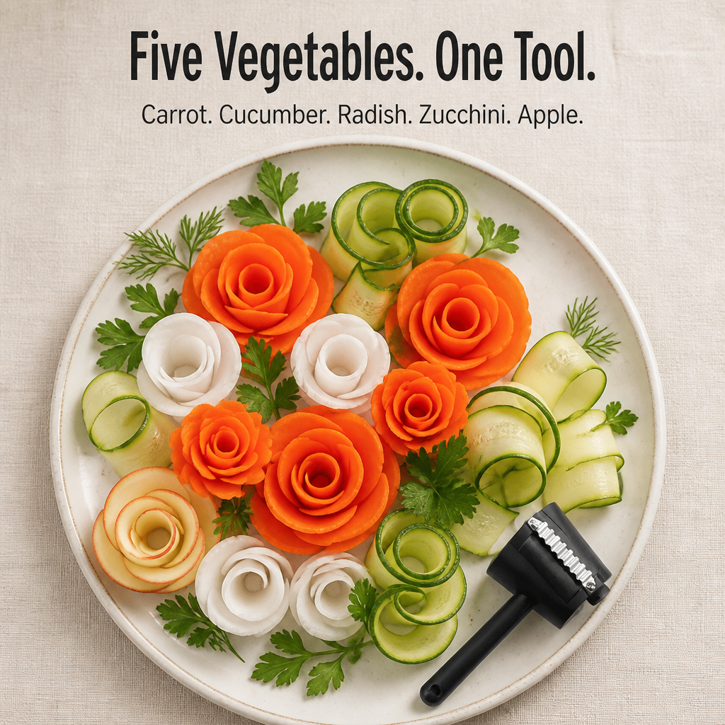 Rose Shaper for Vegetables – Stainless Steel Carrot Peeler & Garnishing Knife