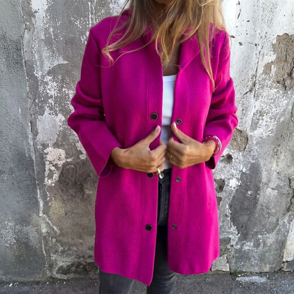 Button Front Hooded Coat for Women