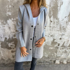 Button Front Hooded Coat for Women