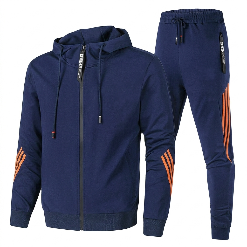 Stylish Men’s Two-Piece Tracksuit with Zip-Up Jacket