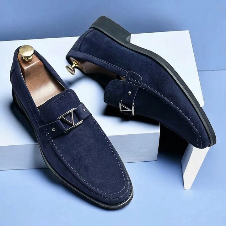 Men’s Slip-On Suede Loafers with Decorative Bit