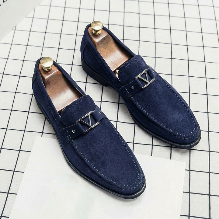 Men’s Slip-On Suede Loafers with Decorative Bit