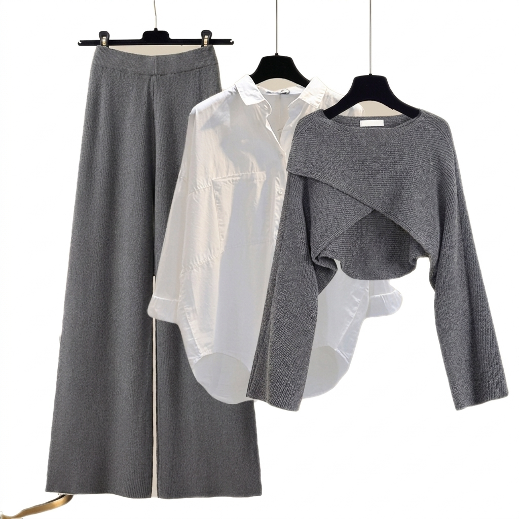 3‑Piece Wide Leg Trousers