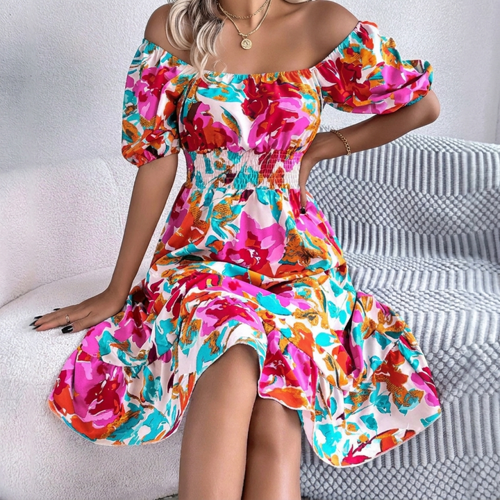 Boho Off‑Shoulder Midi Dress for Women