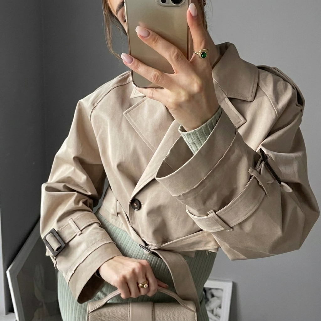 Women’s Belted Half Trench Coat