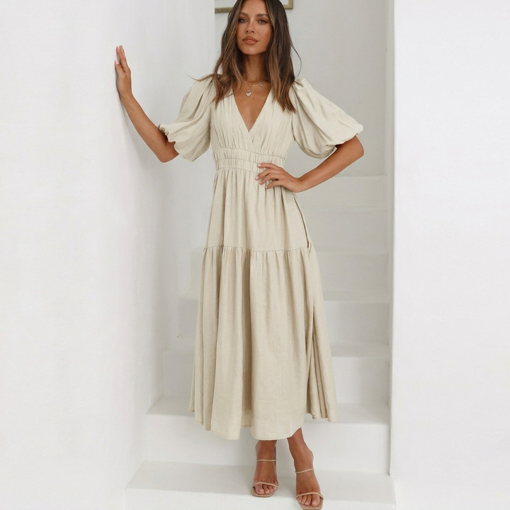 Women’s Puff‑Sleeve Midi Dress