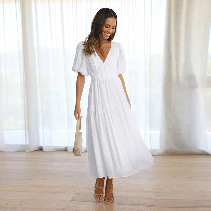Women’s Puff‑Sleeve Midi Dress