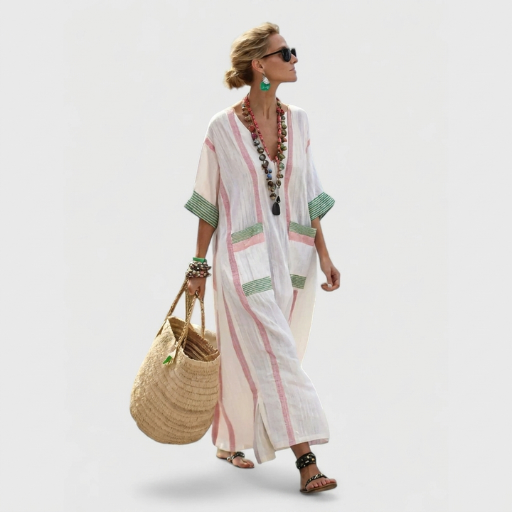 Women’s V‑Neck Loose Maxi Dress