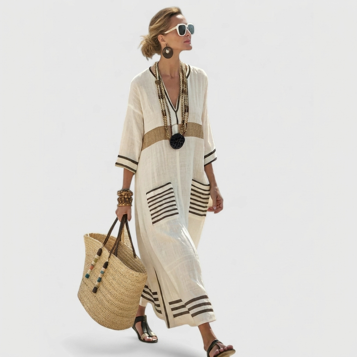 Women’s V‑Neck Loose Maxi Dress