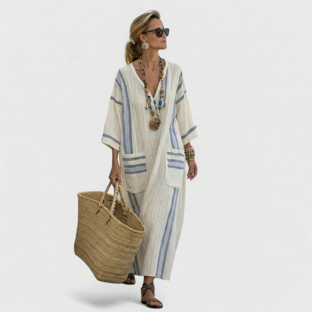 Women’s V‑Neck Loose Maxi Dress