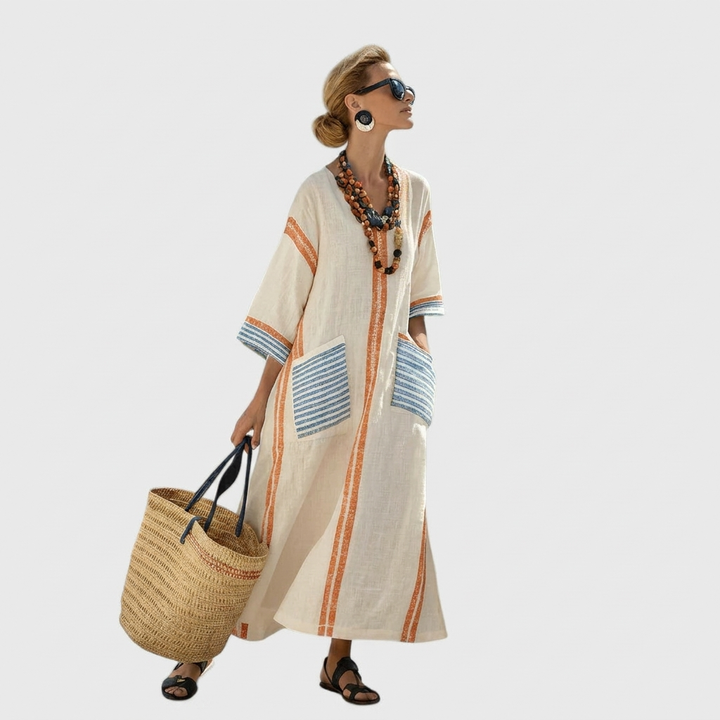 Women’s V‑Neck Loose Maxi Dress