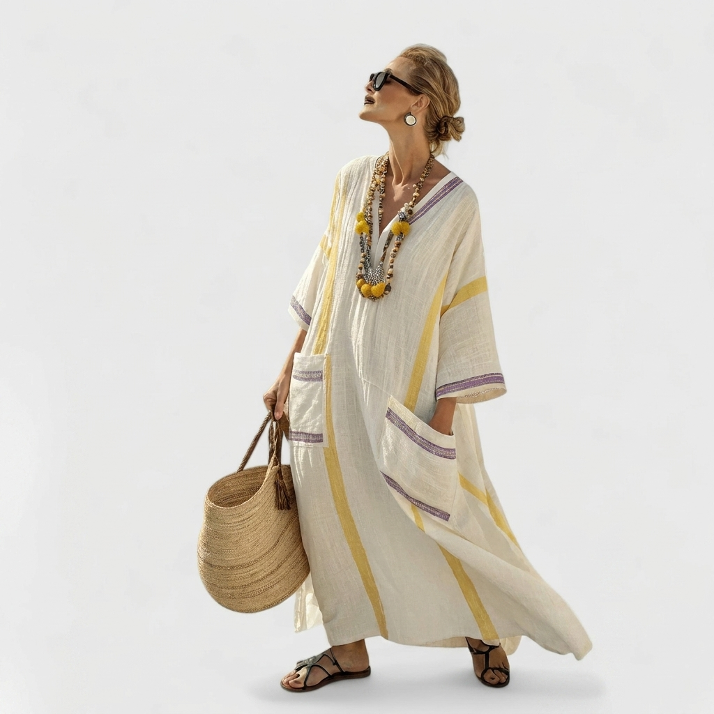 Women’s V‑Neck Loose Maxi Dress