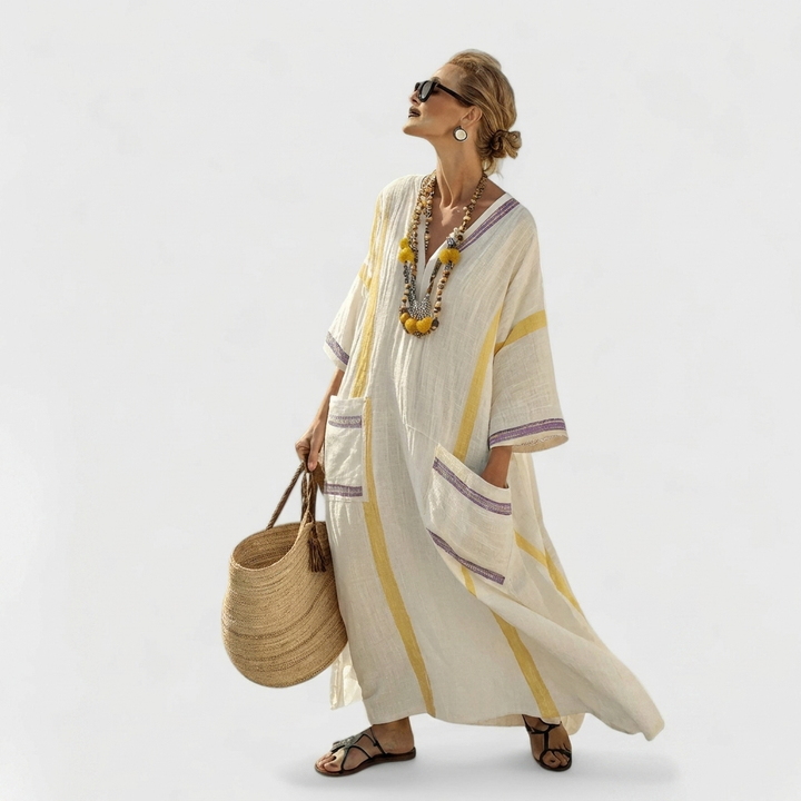 Women’s V‑Neck Loose Maxi Dress