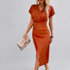 Short Sleeve Slit Dress