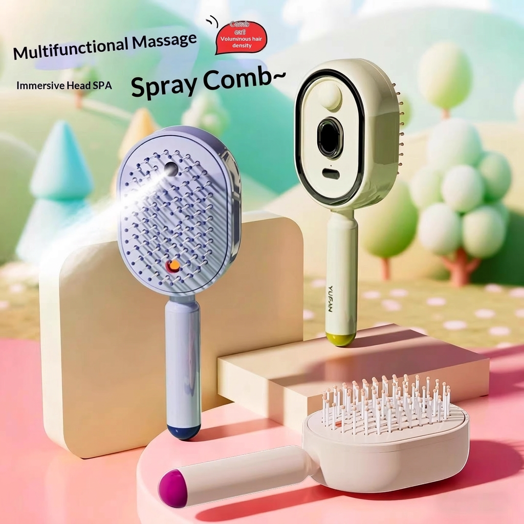 Smart Airbag Massage Hair Brush with Essential Oil Spray