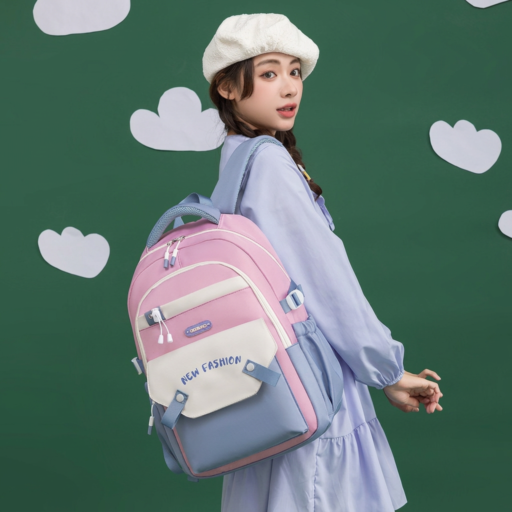 New Student Schoolbag Colorful Contrast Color Schoolbag