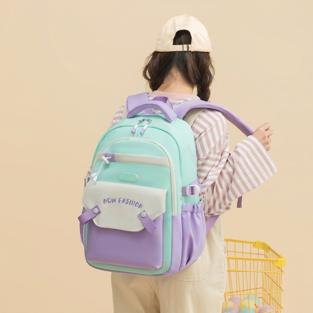 New Student Schoolbag Colorful Contrast Color Schoolbag