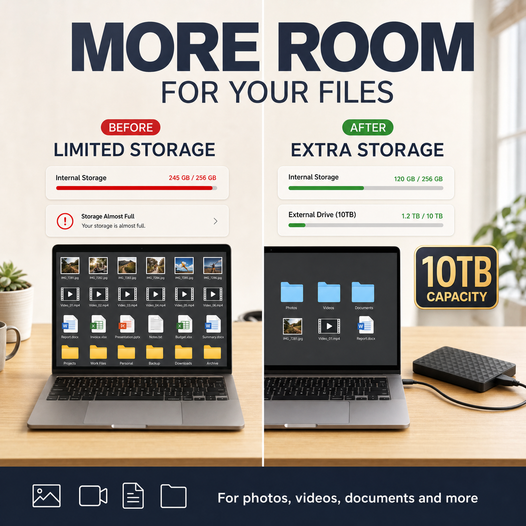 External HDD 10TB – Portable USB 3.0 Hard Drive for Files and Backups