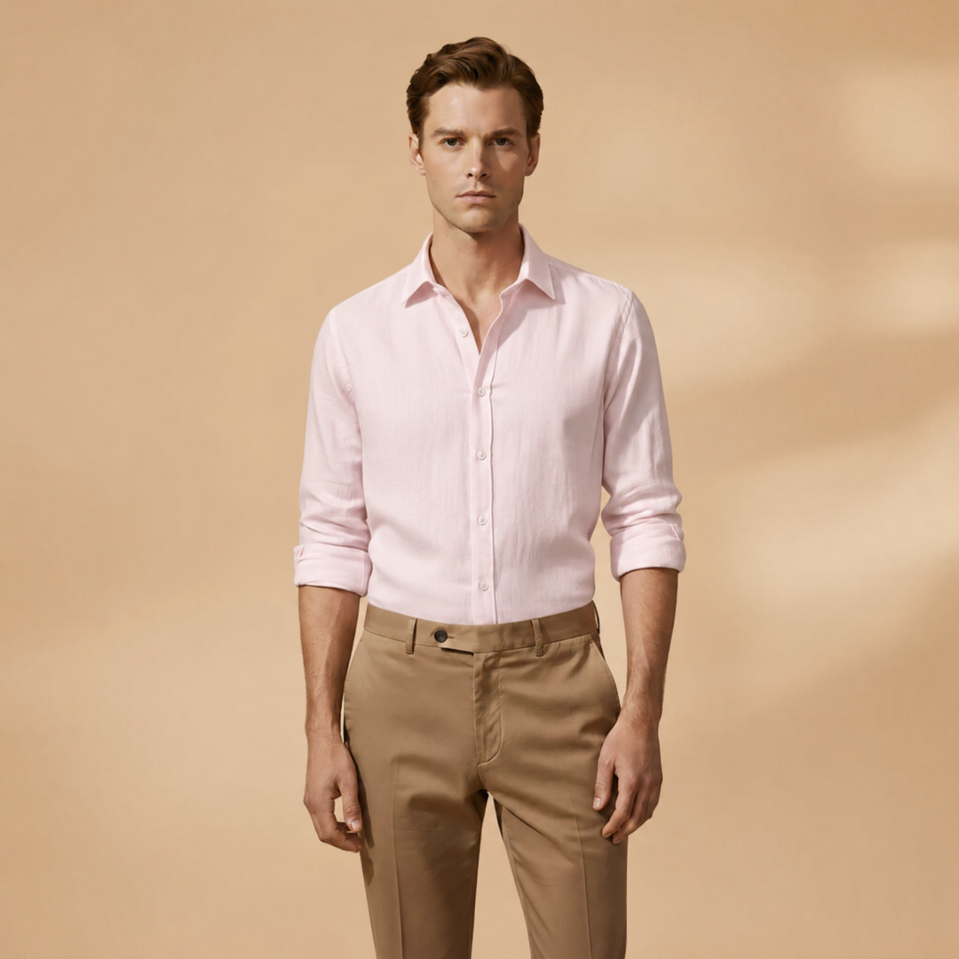 Men’s Casual Button-Down Shirt with Lightweight Fabric