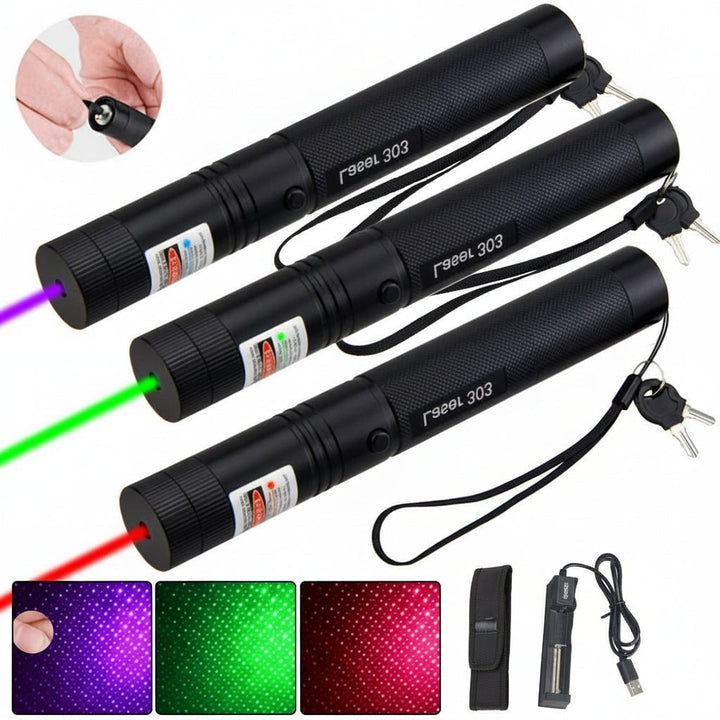 High Power Laser Pointer Pen with Adjustable Focus and Safety Key Lock Blue Light