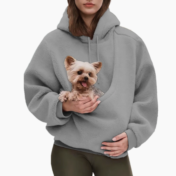 Kangaroo hoodie with built-in pouch for cats and dogs