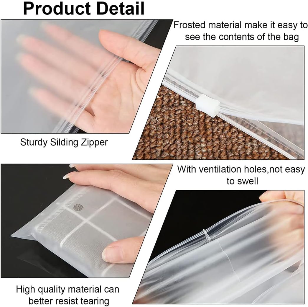 Frosted Reusable Zip Bags – Pack of 40 Clothing Bags with Ventilation Holes (Buy 1, Get 1 FREE)