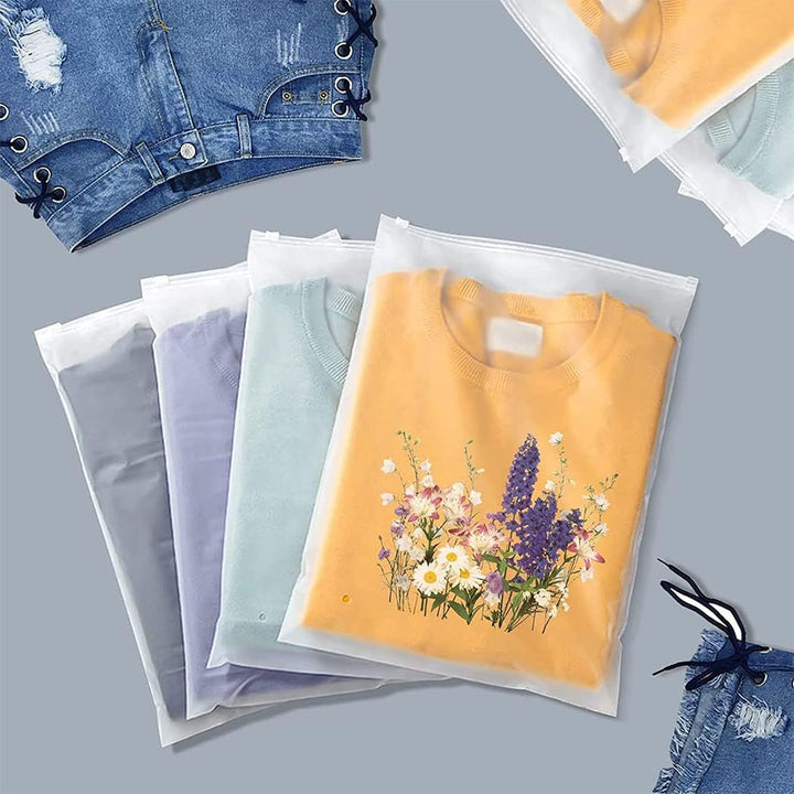 Frosted Reusable Zip Bags – Pack of 40 Clothing Bags with Ventilation Holes (Buy 1, Get 1 FREE)