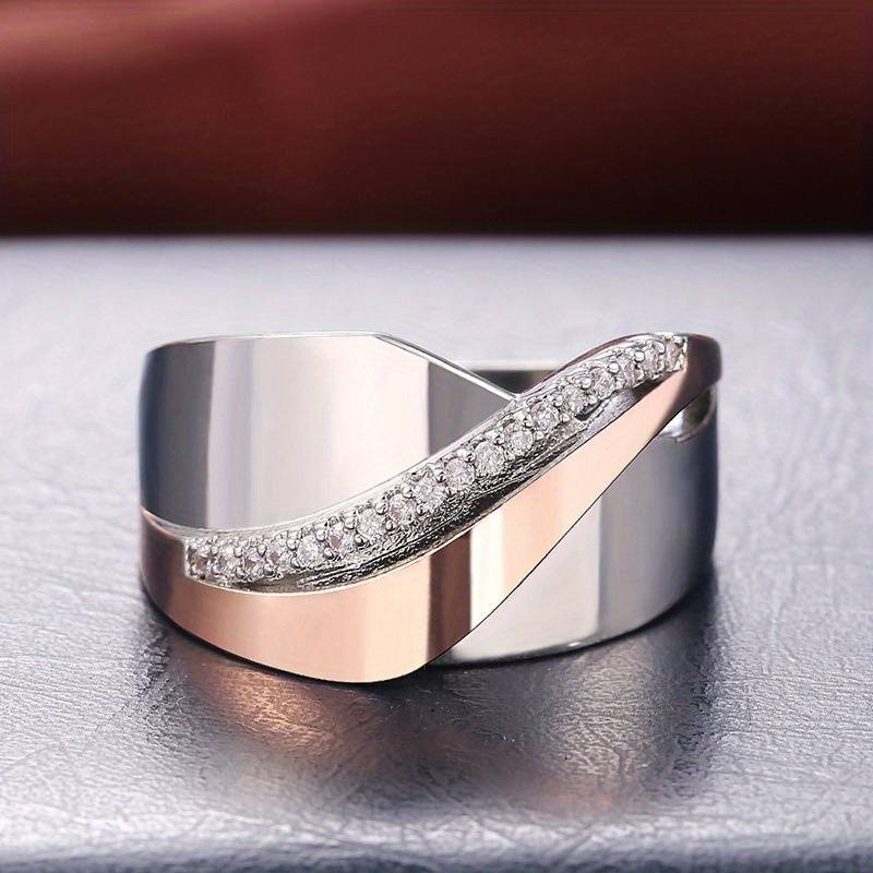 Elegant Rose Gold Ring with Sparkling Cubic Zirconia