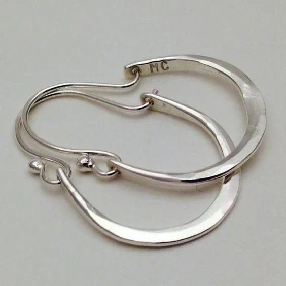 Soft moon white gold earrings