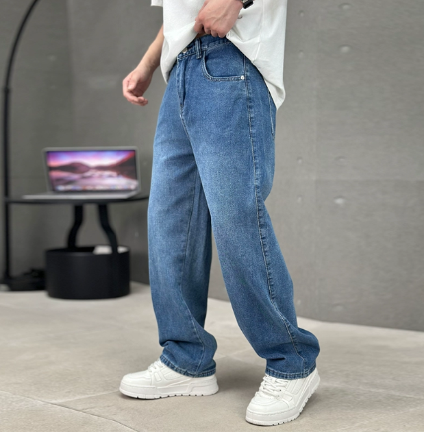 Men's Straight Leg Jeans Cotton - Classic Denim Trousers
