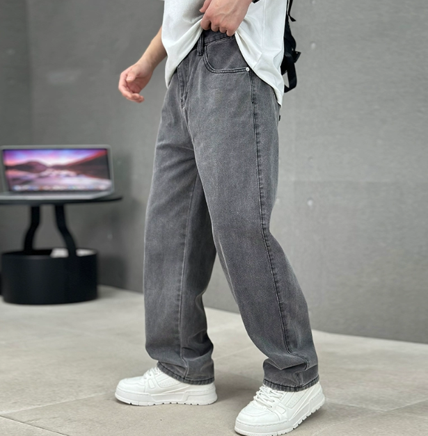 Men's Straight Leg Jeans Cotton - Classic Denim Trousers