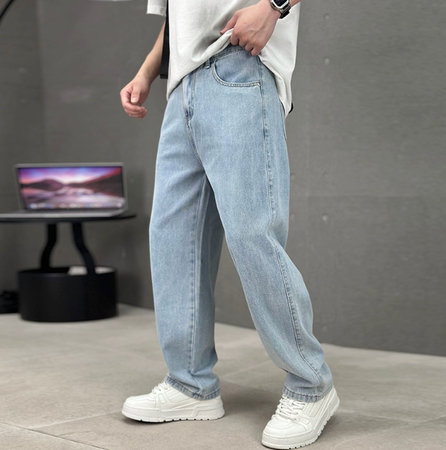 Men's Straight Leg Jeans Cotton - Classic Denim Trousers